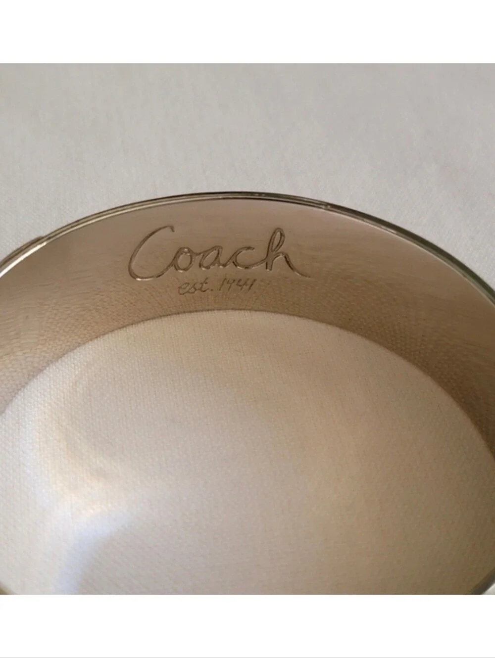 Coach Purple Silver Tone Logo Bangle Bracelet 7.5 Inch Women’s EUC